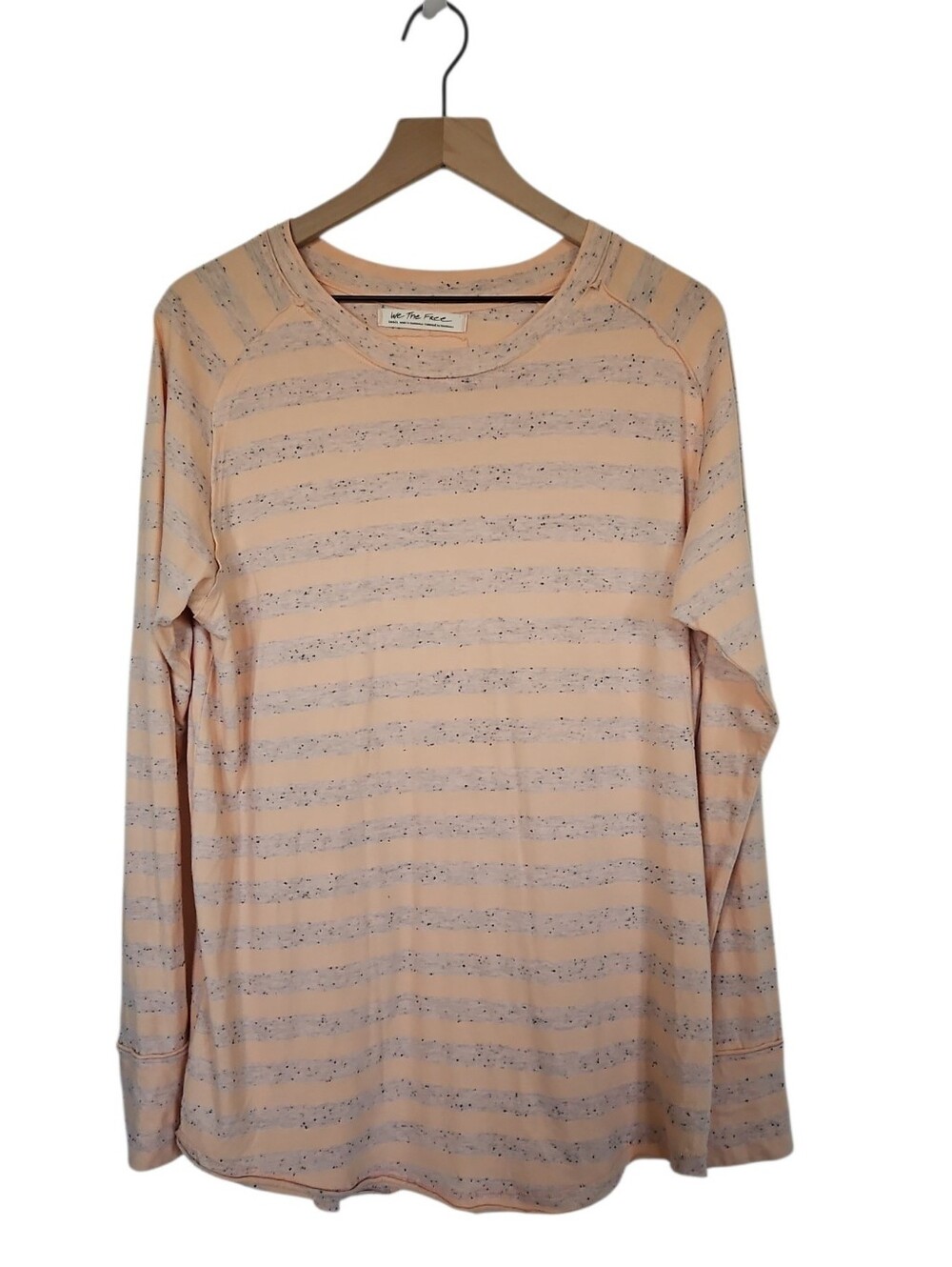 We The Free People Orange/Gray Striped Long Sleeve Tee Size Small NEW W/O Tags